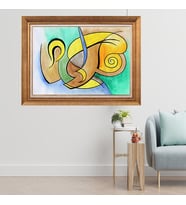 Altın Varaklı Çerçeveli Paspartulu  Tablo zv0695 (Gold)