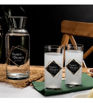 Sevgiliye Hediye Geometrik Tasarımlı 2li Rakı Kadehi Karaf Seti