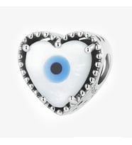 Nur Silver Nazar Boncuğu Kalp Gümüş Charm NUR-BL00269