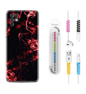 INFINIX Note 11 Pro Note 10 Hot 9 Play Kılıf Kablo Koruma Spiral Silikon Red Smoke 1745