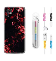 INFINIX Note 11 Pro Note 10 Hot 9 Play Kılıf Kablo Koruma Spiral Silikon Red Smoke 1745