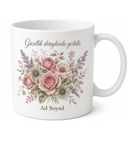 Vintage Çiçek Motifli Retro Tarz Çay ve Kahve Kupası Porselen Hediye Bardak