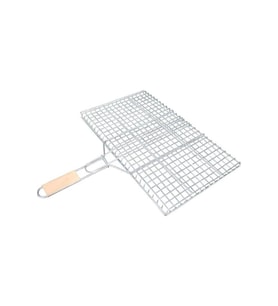 Ahşap Saplı Mangal Izgarası Galvanizli Paslanmaz Kafes Demir 30 x 40 cm