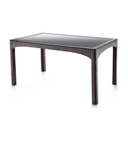 Omnipazar SY-2586 Kahverengi Rattan Temperli Camlı Masa Dikdörtgen 92782