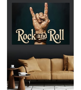 Rock And Roll El İşareti Dekoratif Kanvas - Mdf Ahşap Tablo