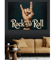 Rock And Roll El İşareti Dekoratif Kanvas - Mdf Ahşap Tablo