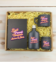 BK Gift Kişiye Özel İsimli DTF Best Friend Temalı Antrasit Defter & Kahve Fincanı & Kolonya & Mum Hediye Seti-3, Arkadaşa Hediye, Doğum Günü Hediyesi