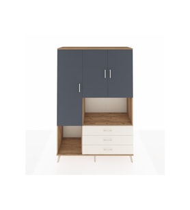 Hyperion Dolap 6 Raflı 3 Çekmeceli 3 Kapaklı 132x44x195 Çam-Antrasit/Aytaşı
