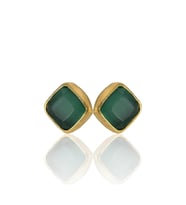 Kadir Jewellery 22 Ayar Altın Kaplama Kadın Minimal Küpe -El İşçiliği Ve Hipoalerjenik Küpe (K.Yeşil)