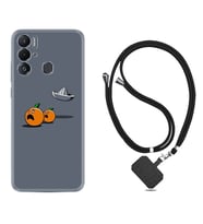 Tecno Pova Neo Kılıf Resimli Boyun Askılı İpli Desenli Silikon Orange Escape 1374