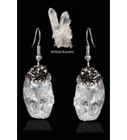 Sertifikalı Zirkon Taşlı Model Ham İşlenmemiş Kristal Kuvars Taşı Küpe (Beyaz)
