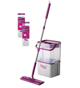 Wondero Flat Şeffaf Temizlik Seti + 2 Adet Yedek Mop Avantaj Paketi