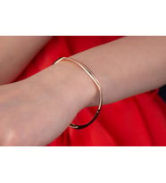 Onseva Kuyumculuk Minimal Sade Kelepçe Bileklik 14 Ayar Altın (Rose)