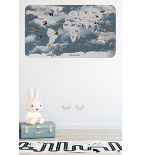 Eğitici Dünya Haritası Dünya Atlası Çocuk Ve Bebek Odası Duvar Sticker -60x105-3818