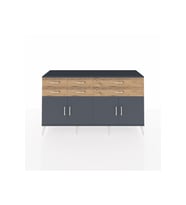 Kronos Konsol 3 Raflı 6 Çekmeceli 4 Kapaklı 176x59x99 Antrasit-Antrasit/Çam