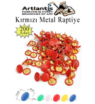 Kırmızı Raptiye 200 Adet 1 Paket Renkli Pvc Kaplı Başlıklı Raptiye Plastik Yuvarlak Düğmeli Raptiye Pano Okul Ofis Büro