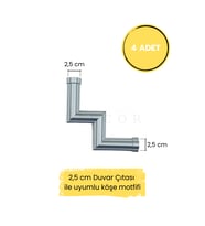 Dekoratif Polimer 2,5 cm Duvar Çıtası Uyumlu Köşe Motifi (Gümüş)