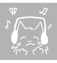 Müzik Dinleyen Kedi Sticker Siyah 20x20 CM (Beyaz)