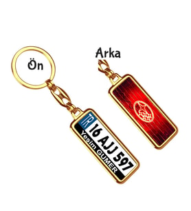 Kişiye Özel Subaru Neon Kırmızı Logo Tema Plaka Anahtarlık (Altın)