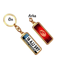 Kişiye Özel Subaru Neon Kırmızı Logo Tema Plaka Anahtarlık (Altın)