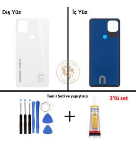 General Mobile Vida Seti + Yapıştırıcı Gm 22 Beyaz Yapıştırıcı B-7000 Yapıştırıcı Vida Seti Arka Kapak Arka Cam Batarya Kapağı Lazer Kesim Kapak Pil Kapağı Back Cover