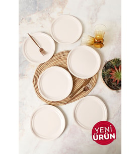Keramika Krem Bloom Pasta Tabağı 24 Cm 6 Adet 030