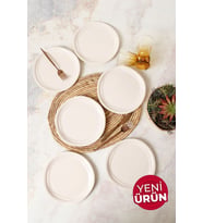 Keramika Krem Bloom Pasta Tabağı 24 Cm 6 Adet 030