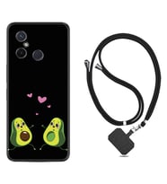 Xiaomi Redmi 12C Kılıf Silikon Boyun Askılı İpli Desenli Silikon Aşık Avokadolar 1642