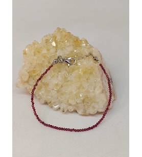 Lal (Granat) (Garnet) Taşı 2mm 1000 Ayar Gümüş İpli Bileklik