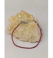 Lal (Granat) (Garnet) Taşı 2mm 1000 Ayar Gümüş İpli Bileklik