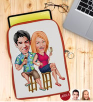 BK Gift Kişiye Özel Sevgililer Karikatürlü Taşınabilir Koruyucu Tablet Kılıfı & Organizer Çanta - Turuncu-51