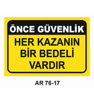 İŞ GÜVENLİĞİ UYARI LEVHASI 1 ADET PVC 21 X 29CM