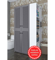 Kenzlife membran çamaşır-kurutma makinesi dolabı kapaklı foka gribyz 180*090*60 mebran kapak suntalam gövde banyo arkalıksız (Beyaz-Gri)