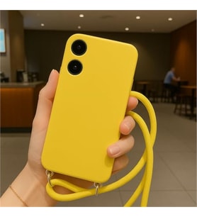 Coverzone Apple iPhone 16 Plus ile Uyumlu ?pli Boyun Ask?l? Silikon K?l?f Kadife ?� Yap?l? Dulcet Epiphany boyun �apraz as?labilen ?pli K?l?f Sar?