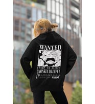 Wanted Monkey D. Luffy Baskılı Unisex Oversize Anime Hoodie