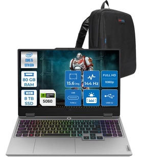 Lenovo Loq 15IRX10 Intel Core I5 13450HX 80GB Ddr5 8tb SSD RTX5060 8gb 100W Freedos 15.6" Fhd (1920X1080) IPS 300NITS 144Hz %100 Srgb Taşınabilir Bilgisayar 83JE00ENTRF42 + Zetta Çanta