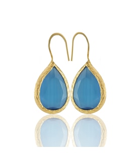 Kadir Jewellery 22 Ayar Altın Kaplama Damla Taşlı Küpe -El İşçiliği Ve Hipoalerjenik Küpe