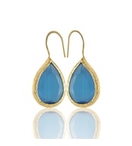 Kadir Jewellery 22 Ayar Altın Kaplama Damla Taşlı Küpe -El İşçiliği Ve Hipoalerjenik Küpe