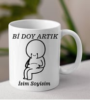 Komik - Esprili Kupaa Bİ DOY ARTIK Tasarımlı İsim Soyisim Yazılı Kişiye Özel Kupaa Bardakk
