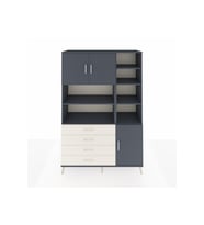 Hyperion Dolap 9 Raflı 4 Çekmeceli 3 Kapaklı 132x44x195 Antrasit-Antrasit/Aytaşı