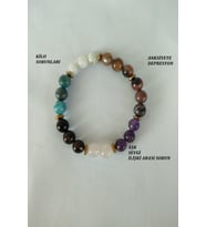 8 MM APATİT, AY TAŞI,LAL, RODONİT, PEMBE KUVARS, AMETİST, HEMATİT, DUMANLI KUVARS DOĞAL TAŞ BİLEKLİK