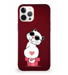 Apple iPhone 12 Pro Max Soft Premier Kapak Coolcat Tasarımlı Silikon Kılıf - Mürdüm (Şeffaf)