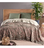 Müslin Hybrid Yorgan, 240x260 cm, Makinede Yıkanabilir, Konforlu Hafif %100 Pamuklu Müslin Kumaş Kaplamalı Elyaf Yorgan Battaniye (Lavanta Haki)