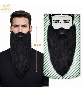 Siyah Renk Lastikli Uzun Takma Sakal 40 cm