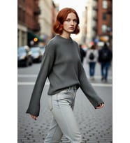 Kadın Oversize Triko Kazak Geniş İspanyol Kol Bisiklet Yaka Düz Dokulu Kışlık Basic Model Kaliteli