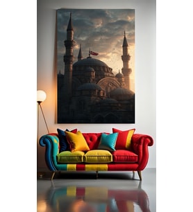 EZAN DİNMEZ BAYRAK İNMEZ V2 Ev Duvar Salon Güzellik Salonu Ofis Dükkan Dekarasyon Kanvas Tablo (Çok Renkli)