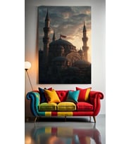 EZAN DİNMEZ BAYRAK İNMEZ V2 Ev Duvar Salon Güzellik Salonu Ofis Dükkan Dekarasyon Kanvas Tablo (Çok Renkli)