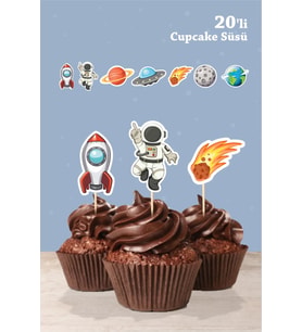 Uzay Temalı Doğum Günü * Cupcake Süsü '20li