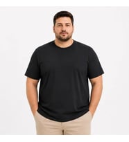 Erkek Battal Big Size Basic Tişört Bisiklet Yaka Rahat Kalıp T-Shirt - Siyah