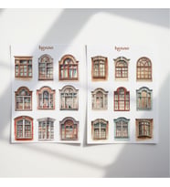 Vintage Rustik Pencere Temalı Sticker Seti (A6 10,5x14,8 cm)  Ajanda, Defter, Planlayıcı Çıkartma (Çok Renkli)